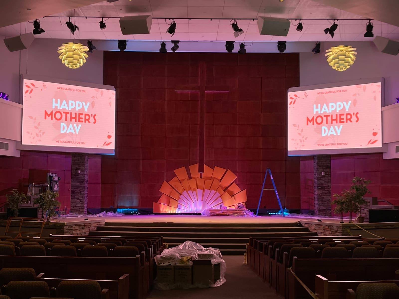 Two side screens for a large sanctuary